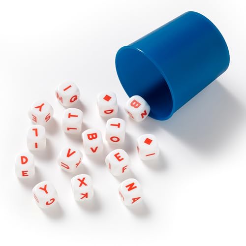 Fast Paced Word Making Dice Game with Sand Timer 15 Dice and Cup D88218