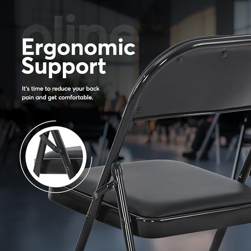 Black Vinyl Folding Chair with Metal Frame T25792