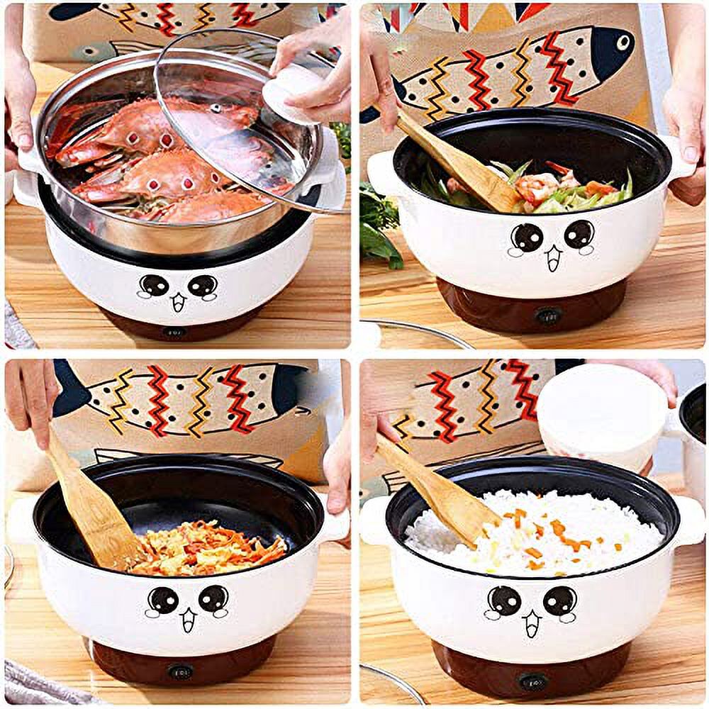 4-In-1 Electric Stainless Steel Non-Stick Hot Pot Cooker 2.3L Portable Skillet Grill Pan K983485