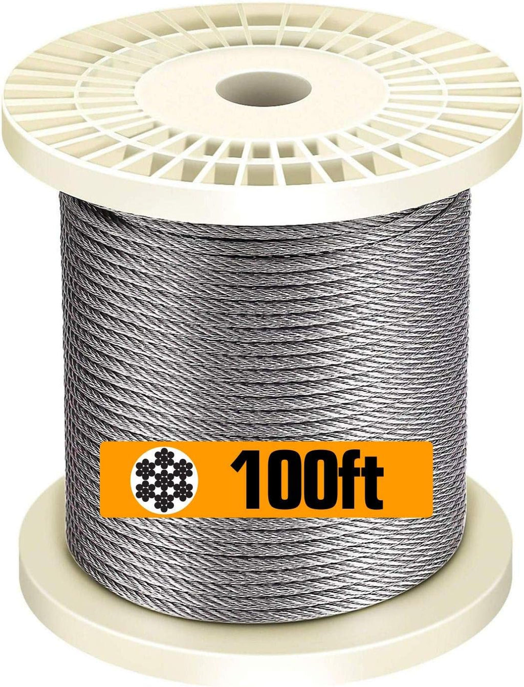 T316-Stainless Steel Aircraft Wire Rope for Cable Deck Railing Kit, Marine Grade (100ft) G94232