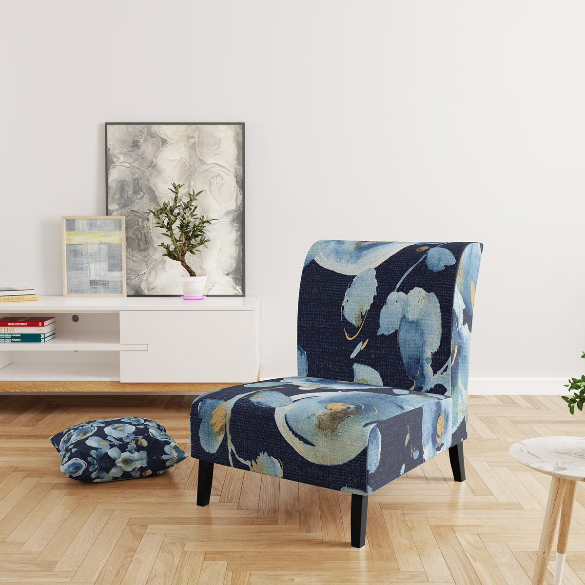 Upholstered Floral Accent Arm Chair A16906