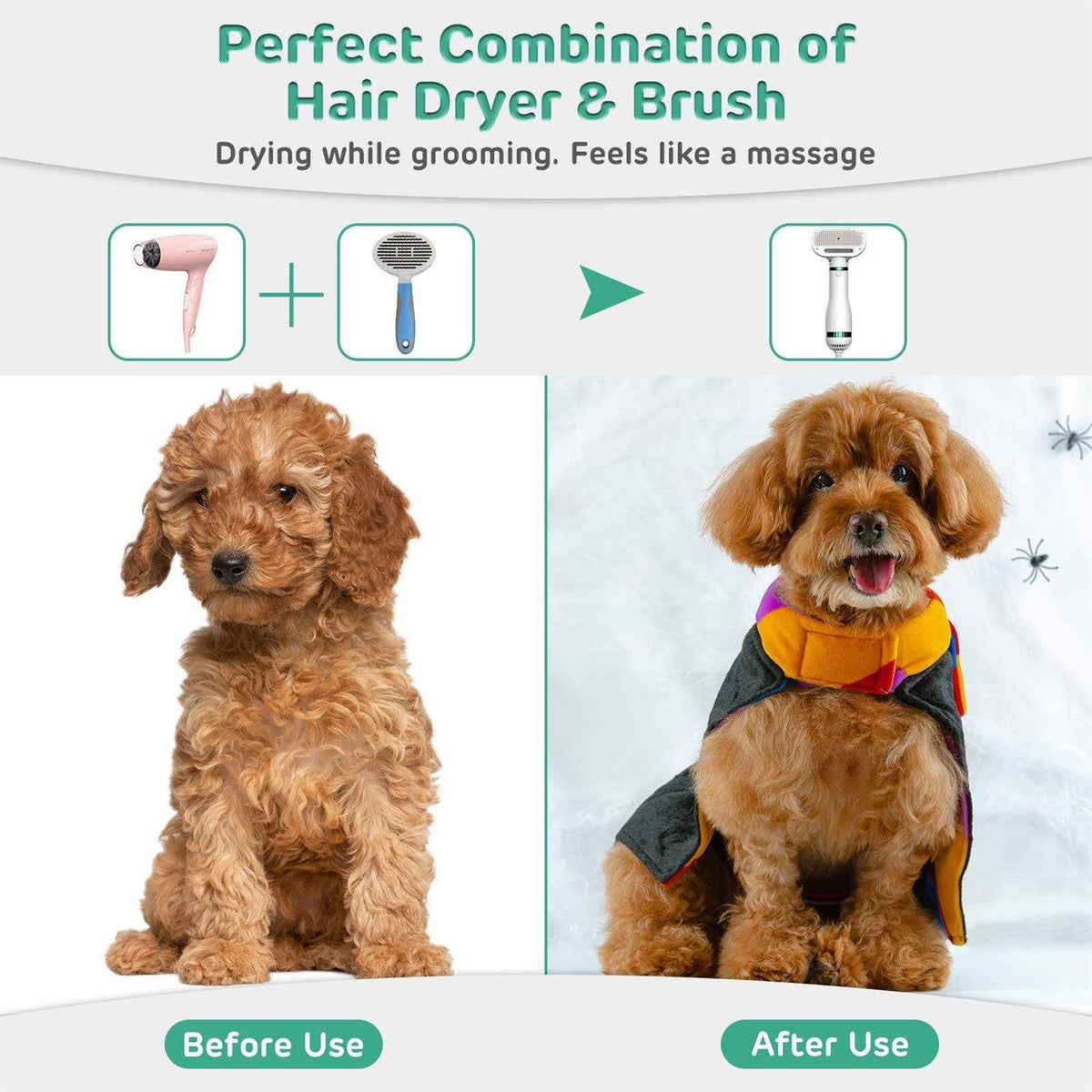 Pet Hair Dryer with Slicker Brush 3 Heat Settings G70799