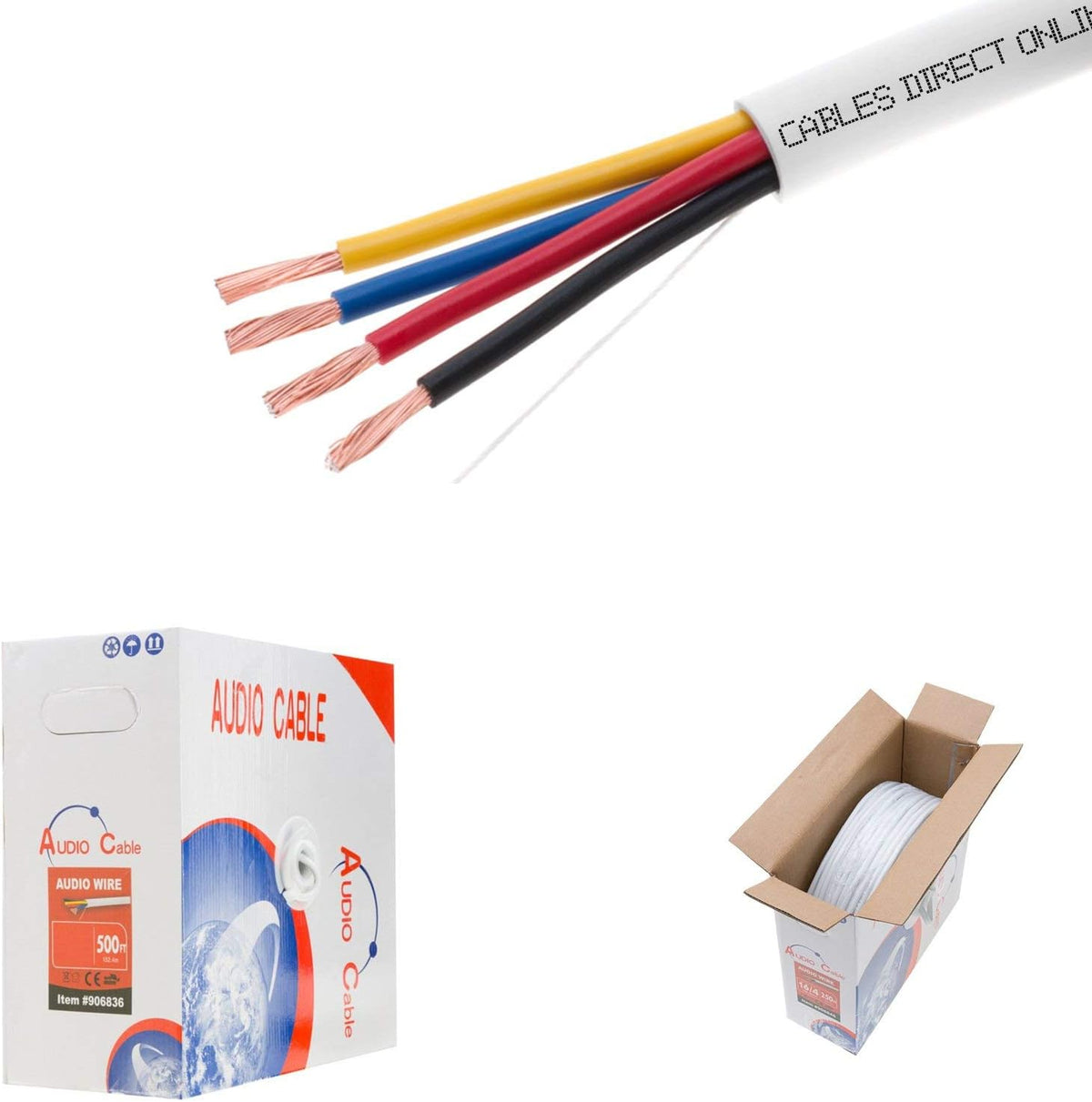 250ft 18AWG 4 Conductors CL2 Speaker Cable Wire S4425