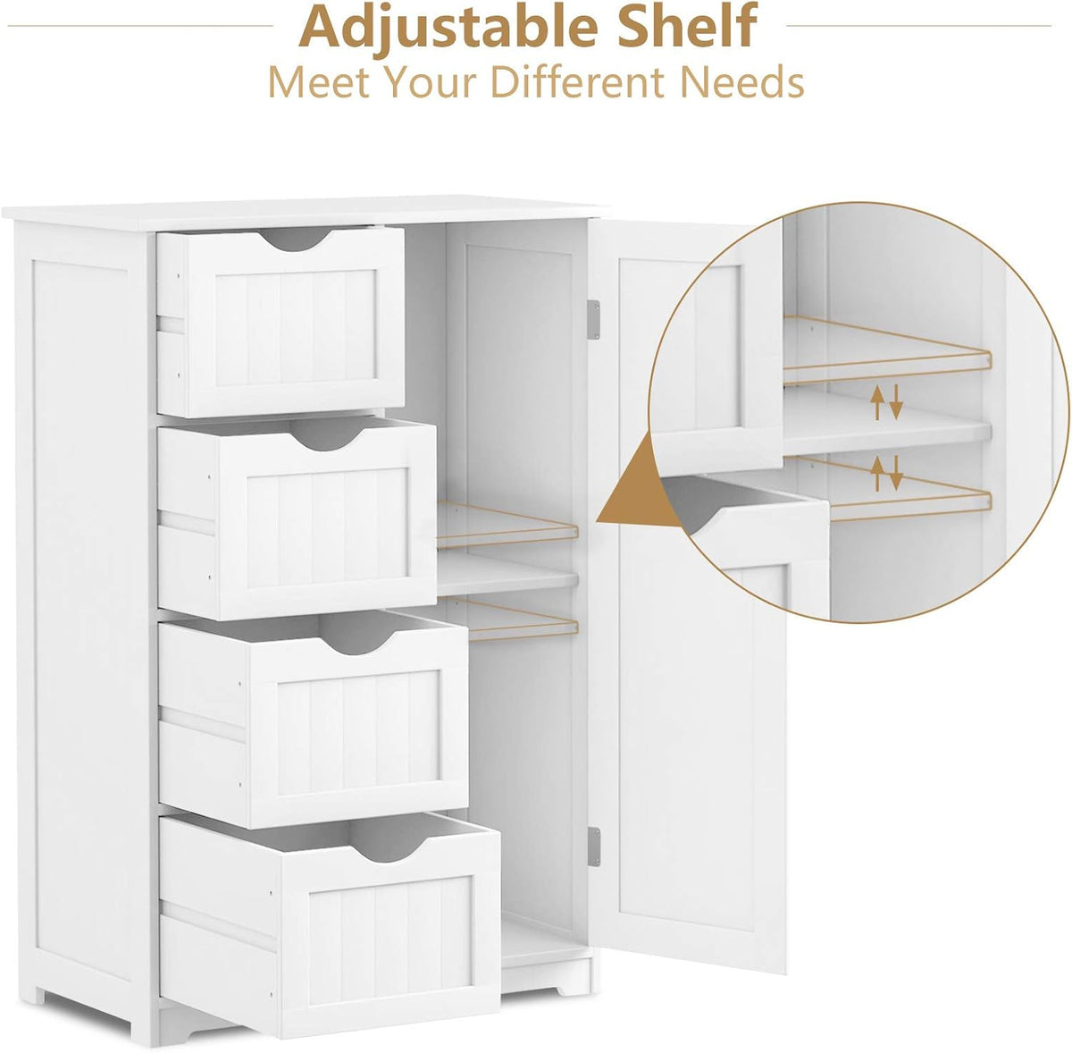 Bathroom Floor Cabinet with 4 Drawers and Door Y7605