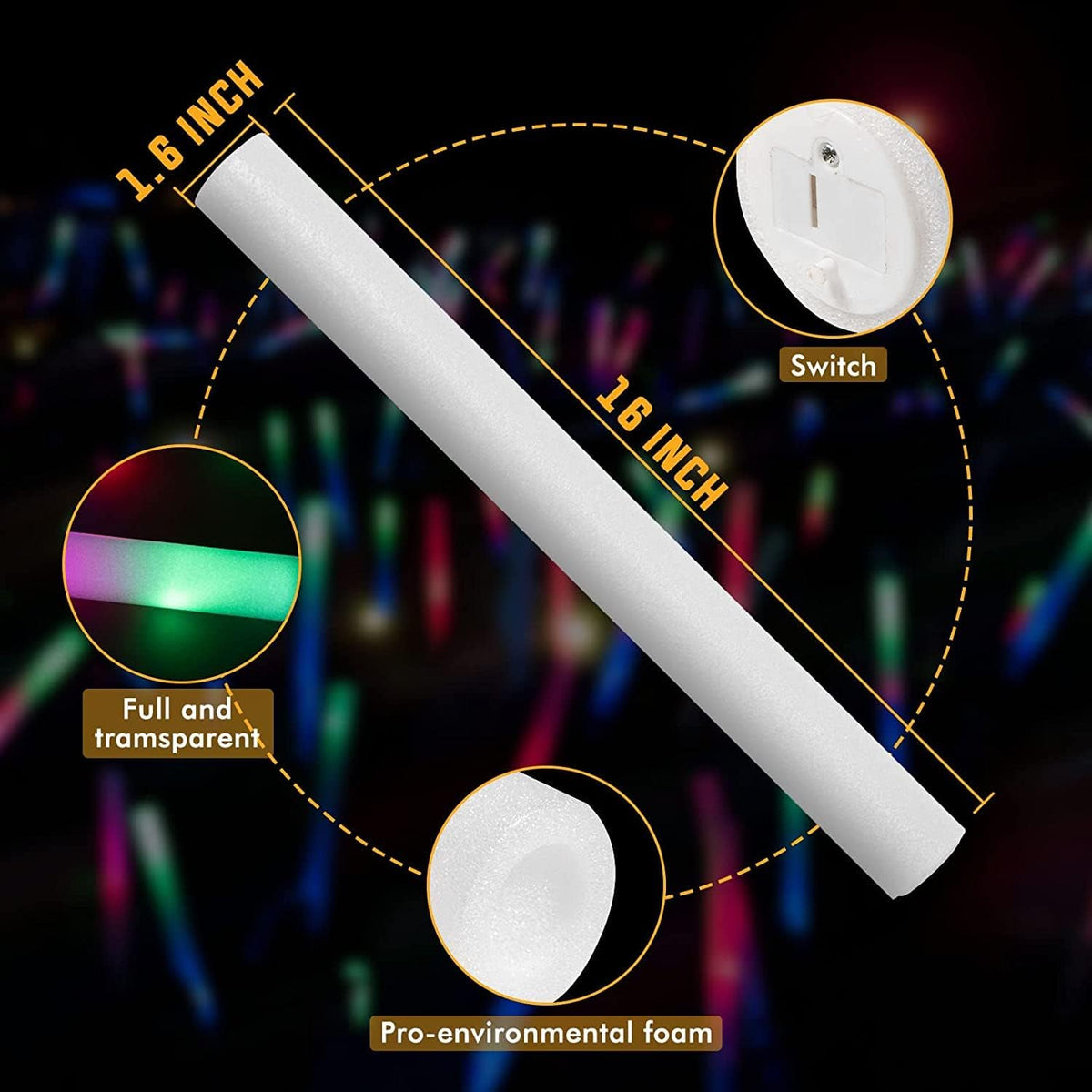 28 Pcs LED Foam Glow Sticks L467310