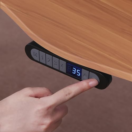 71" x 33" Electric Height Adjustable Stand up Desk with Curved Grey Top and Black Frame H50374