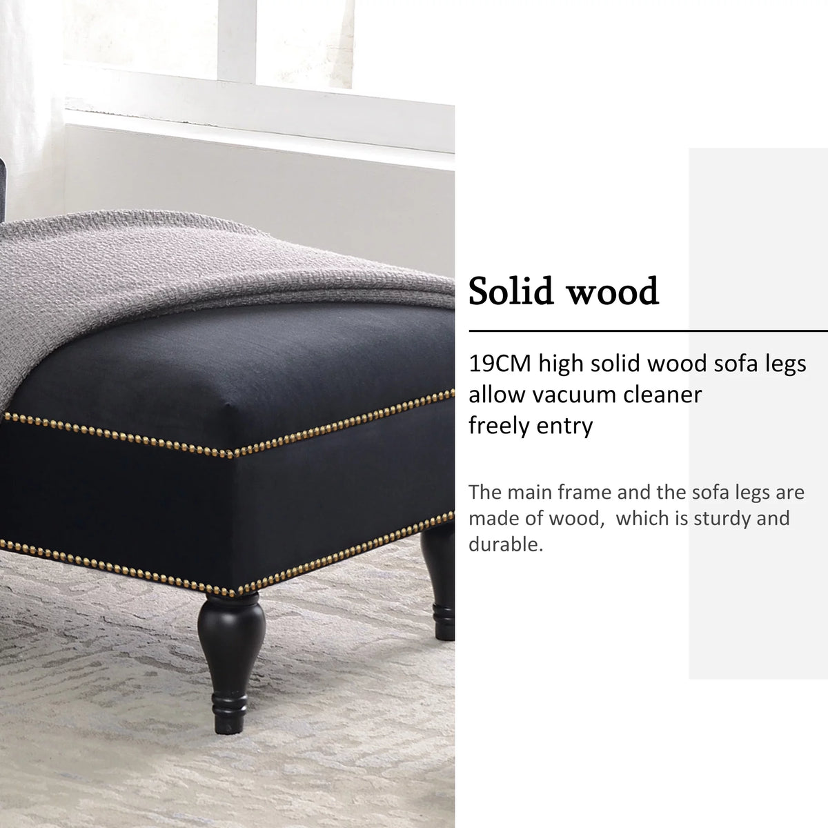 Black Velvet Button Tufted Chaise Lounge Z800