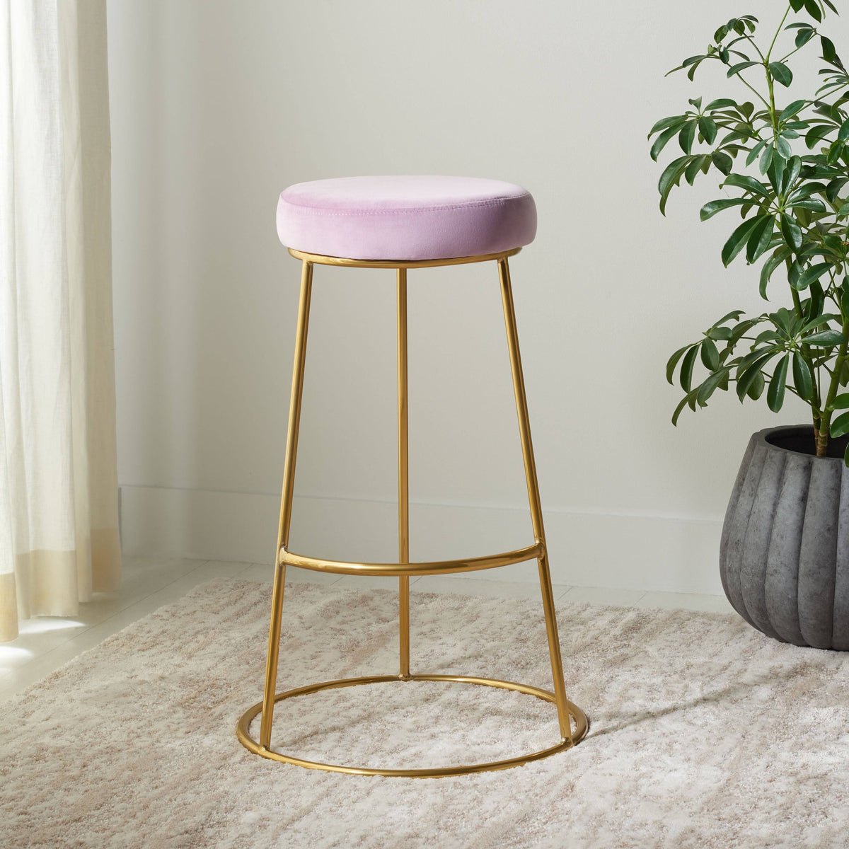 Lilac / Gold Round Bar Stool S339468