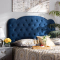 Navy Blue Velvet Queen Size Headboard R284226
