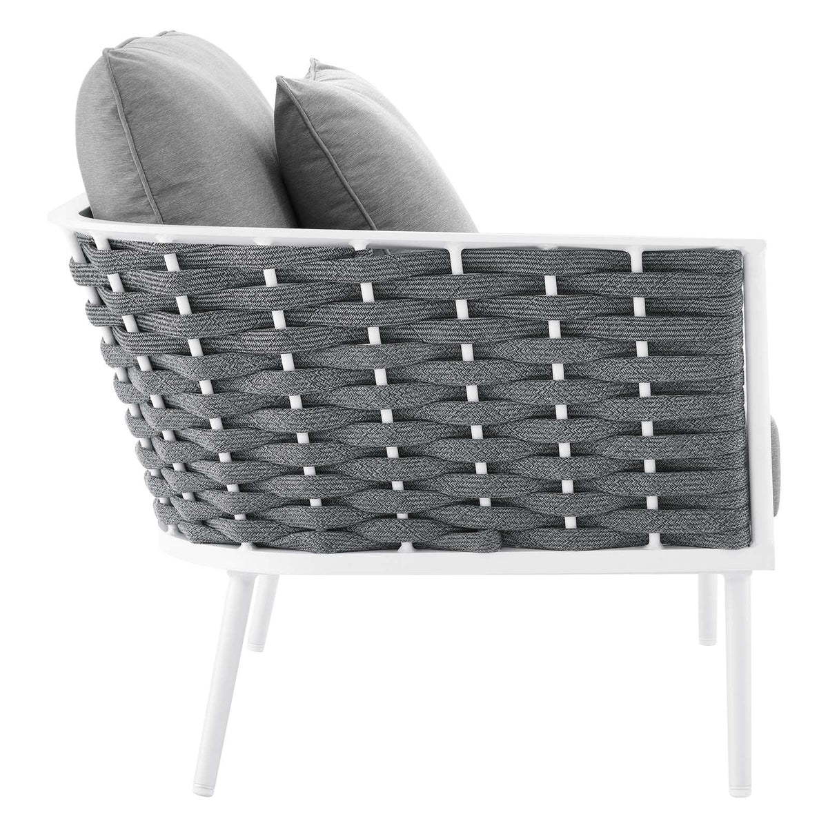 4 Piece White Gray Aluminum Patio Sectional Sofa Set K942726