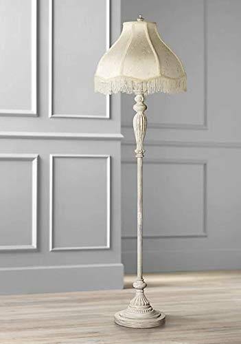 Antique White Cream Scallop Fabric Dome Shade Floor Lamp V8722