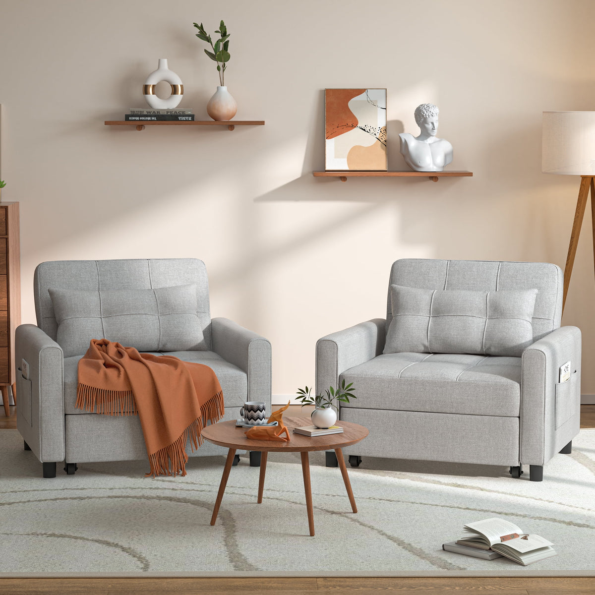 Light Gray Convertible Sofa Bed G19026