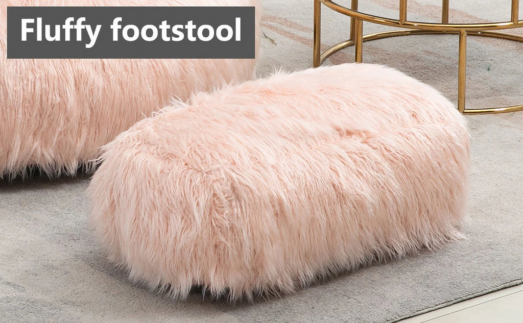 Fluffy Bean Bag Chair with Ottoman G95837
