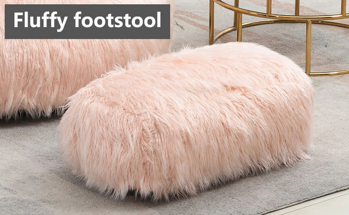 Fluffy Bean Bag Chair with Ottoman G95837