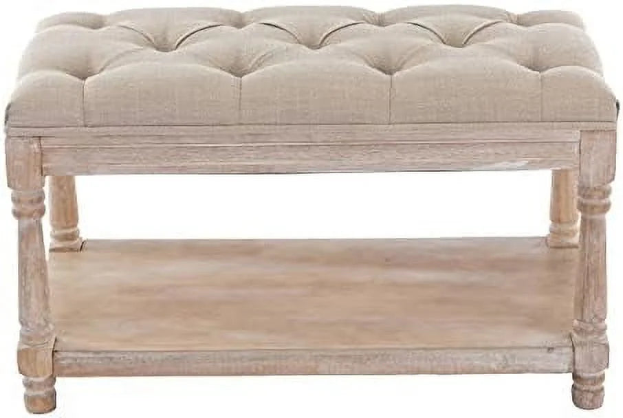 Black Tufted Wood Entryway Bench T836024