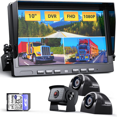 10" Wired 1080P Backup Camera Monitor System Kit with DVR Recording Function H75720