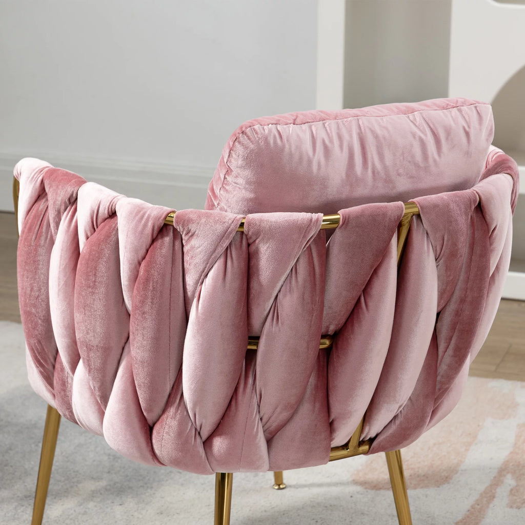 Pink Velvet Upholstered Accent Chair with Gold Metal Leg B342