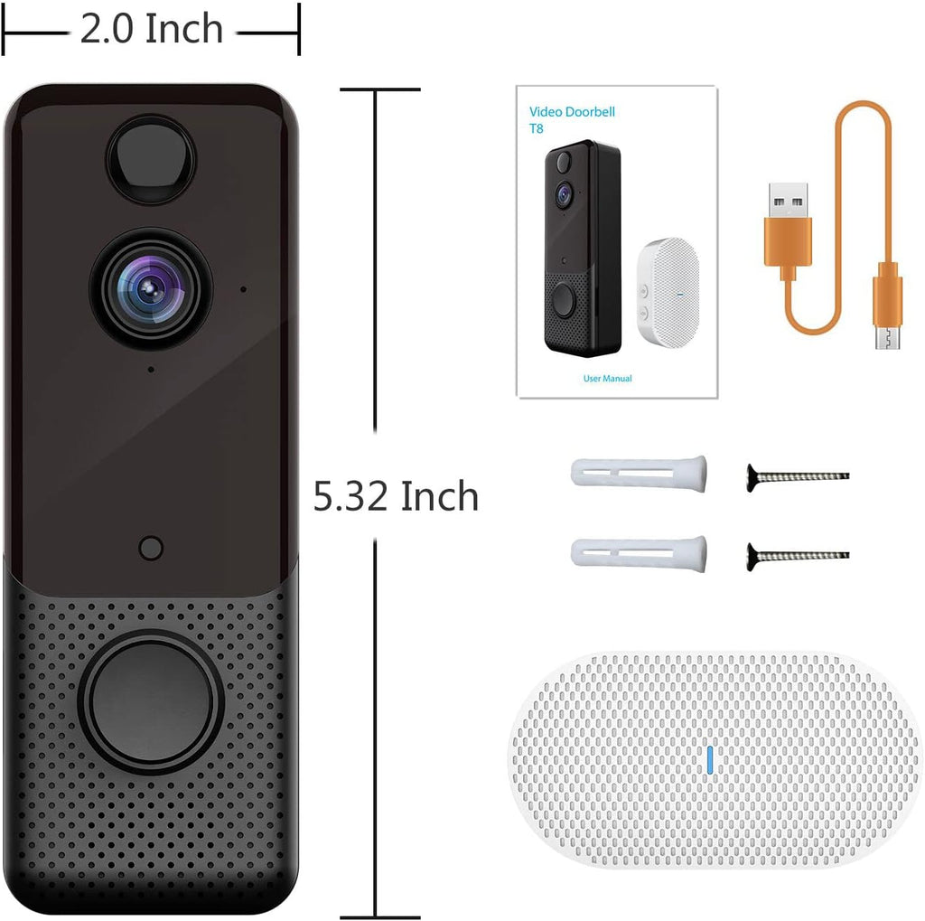 Video Doorbell Camera 1080P Wireless Door Bell with Chime T4020