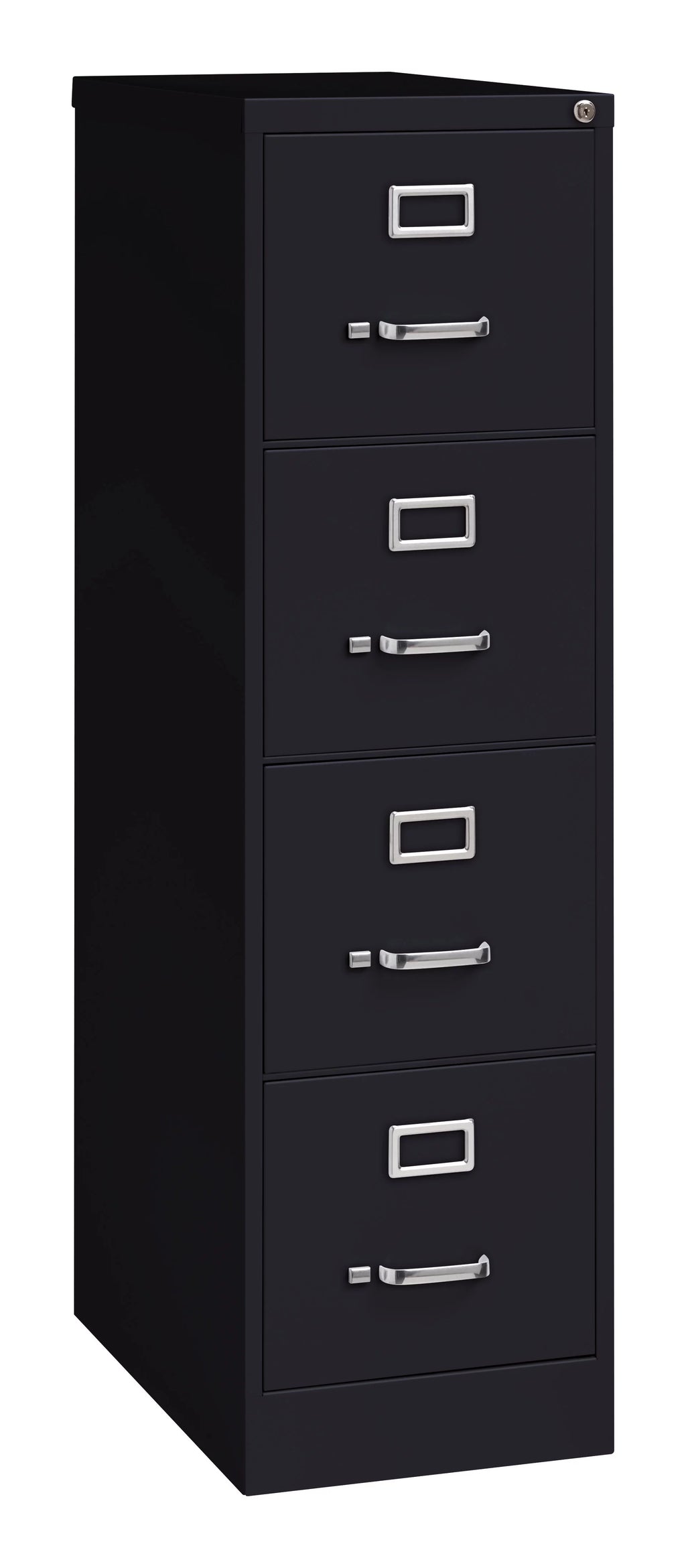 25" Deep 4 Drawer Letter Width Metal Vertical File Cabinet, Black J726880