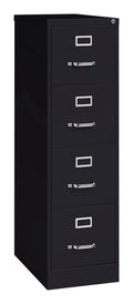 25" Deep 4 Drawer Letter Width Metal Vertical File Cabinet, Black J726880