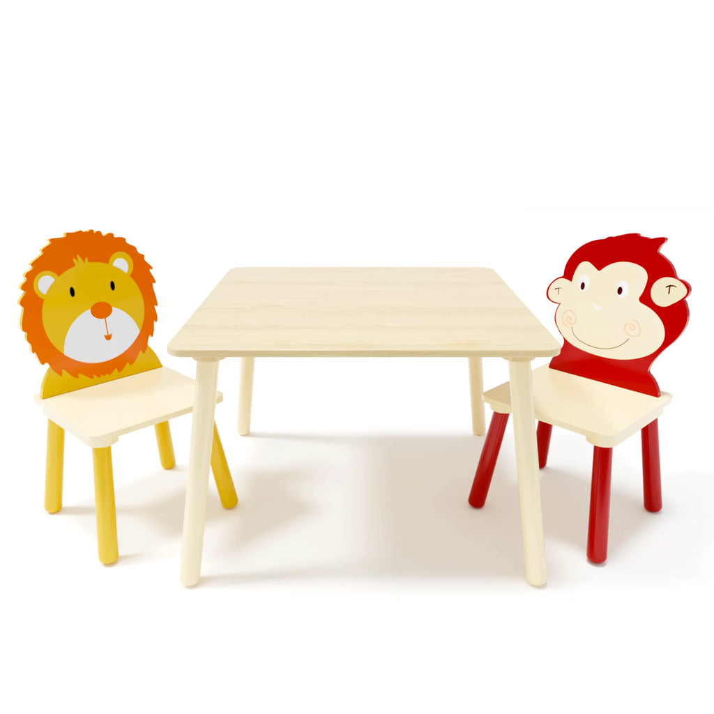 Kids Table & Chair Set, 3 Pieces Solid Wood B6751