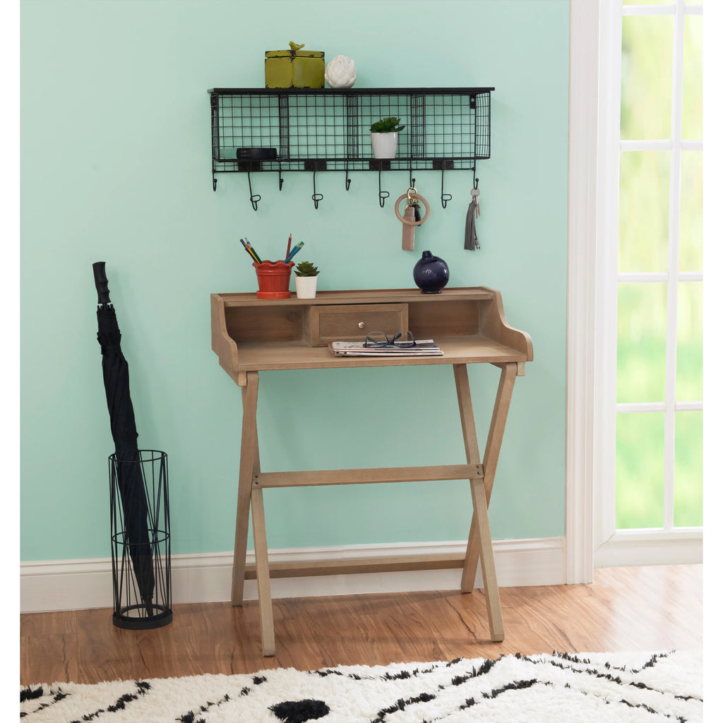 Solid Wood Folding Writing Desk Grey O7490