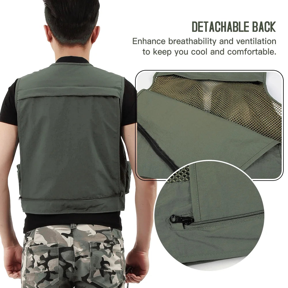 Men Fishing Cargo Vest Jacket D566150