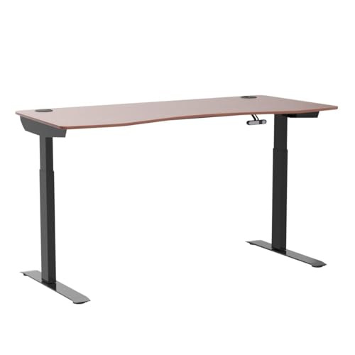 71" x 33" Electric Height Adjustable Stand up Desk with Curved Grey Top and Black Frame H50374