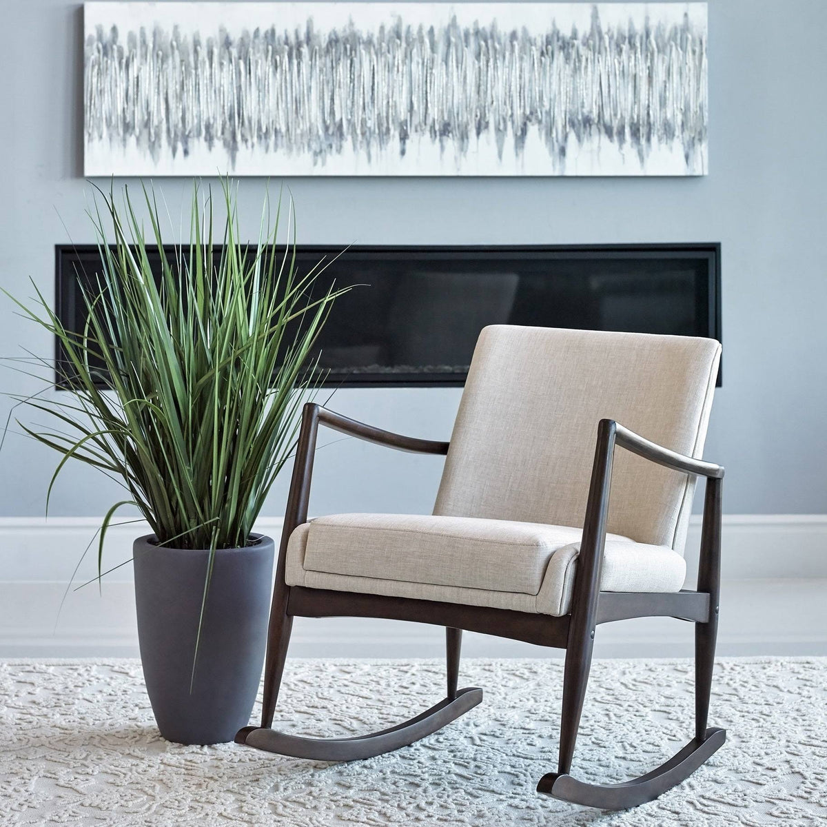 Beige Mid-Century Rocking Chair O582444