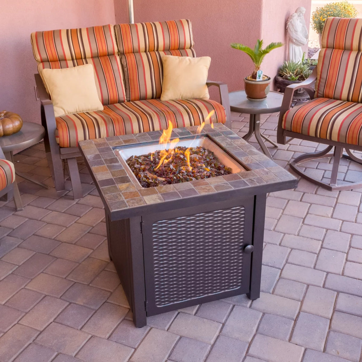 30 Inch Square Slate Tile Top Propane Fire Pit M909