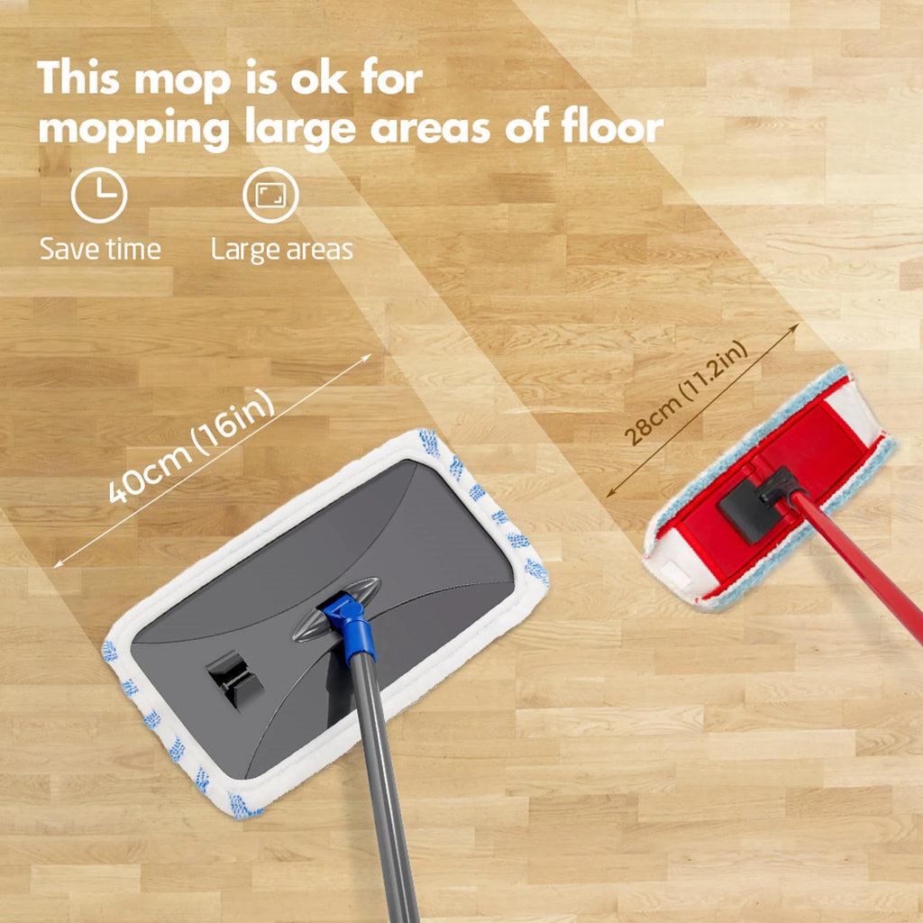 White Flat Mop with 5 Washable Mop Pads L6210
