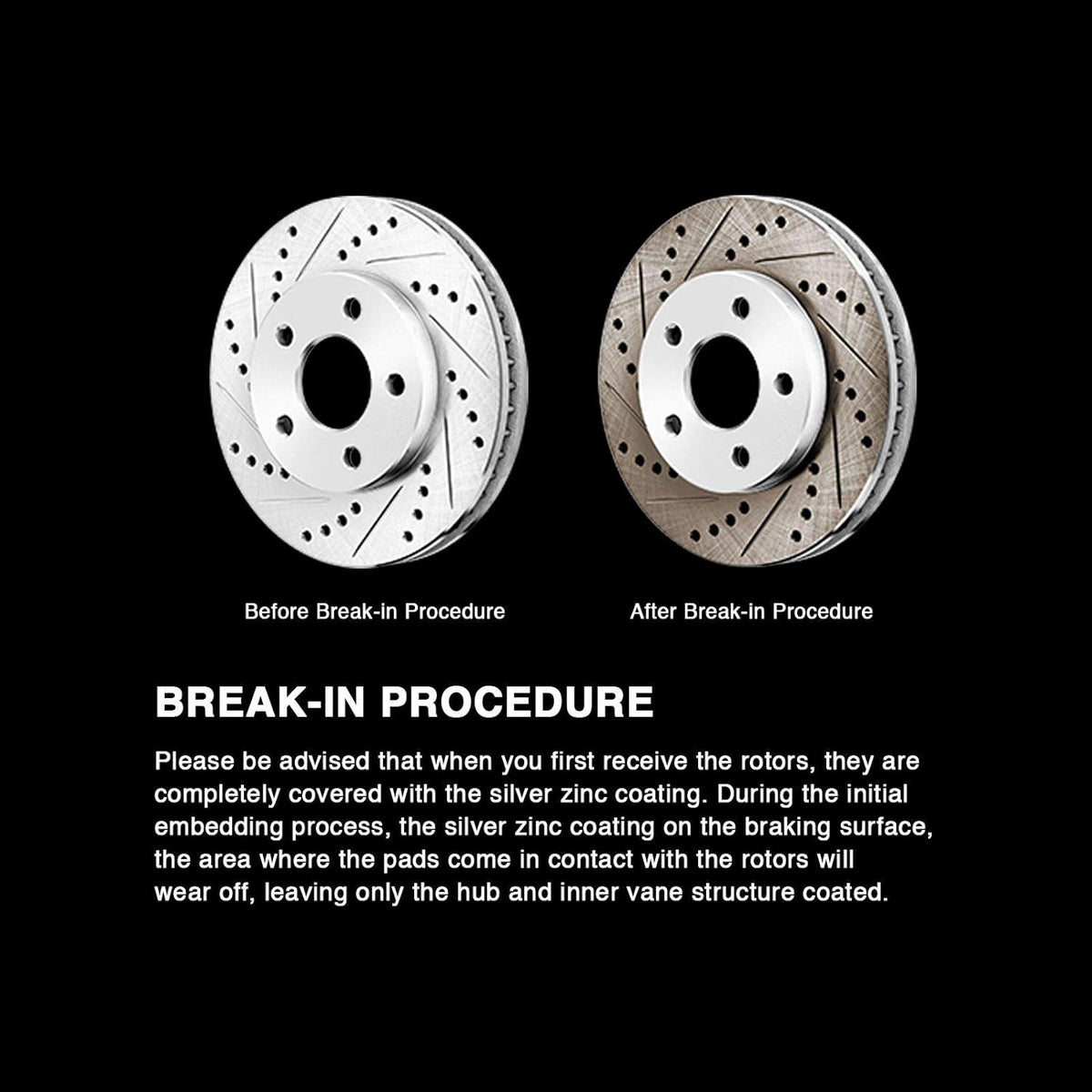 Silver Drilled Slotted Brake Rotors and Semi Metallic Brake Pads D35448