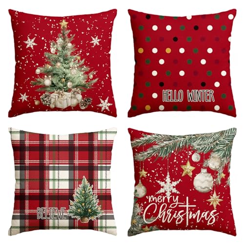 Christmas Throw Pillow Covers 18 x 18 Inch Set of 4 C8457