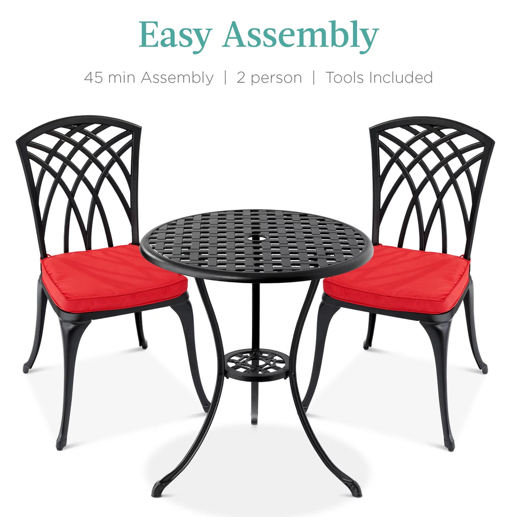 3-Piece Aluminum Patio Bistro Set with Umbrella Hole C343600