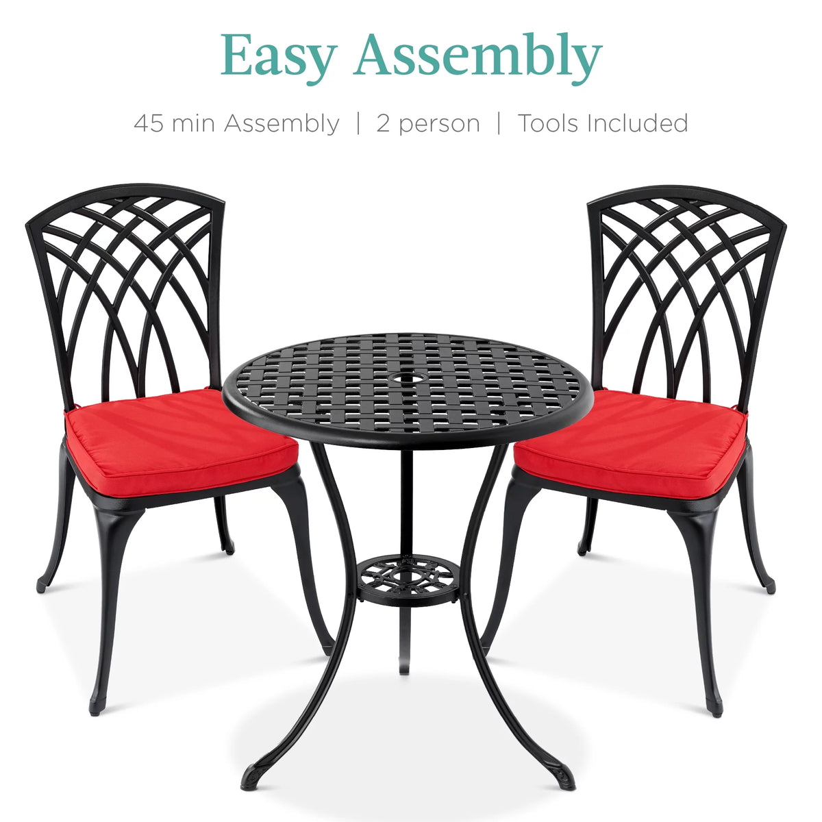 3-Piece Aluminum Patio Bistro Set with Umbrella Hole C343600