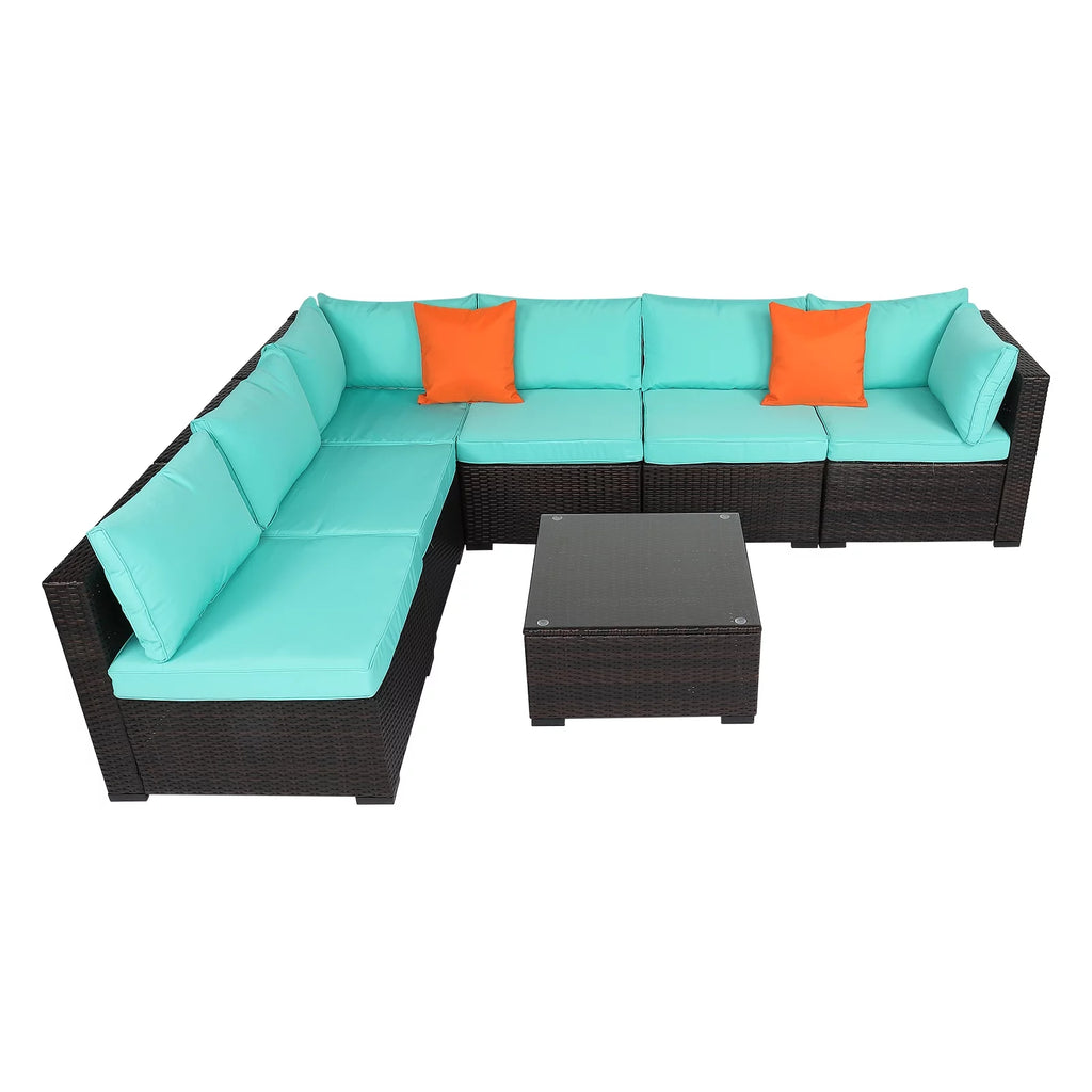 7 Pieces Wicker PE Rattan Sectional Sofa L950