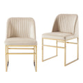 Set of 2 Upholstered Velvet Dining Chairs with Gold Metal Base J844732