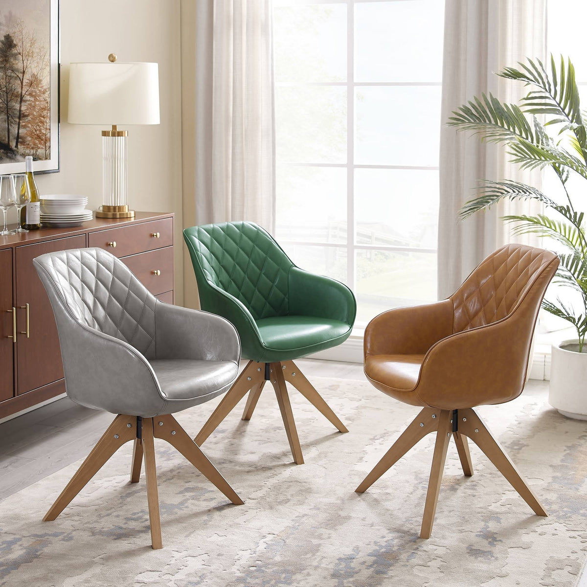 Swivel Office Accent Arm Chair with Wood Legs Y4681