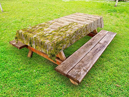 Green White Brick Wall Outdoor Tablecloth F826