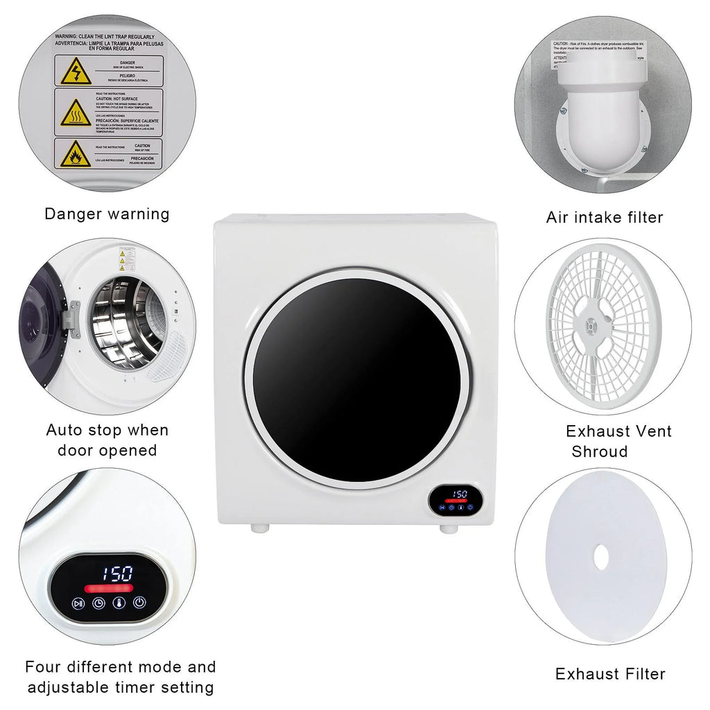 2.6 cu.ft Electric Portable Compact Laundry Dryer, White L87114