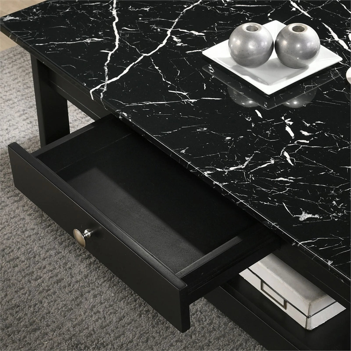 Black Wood 3-Piece Coffee Table Set H44773