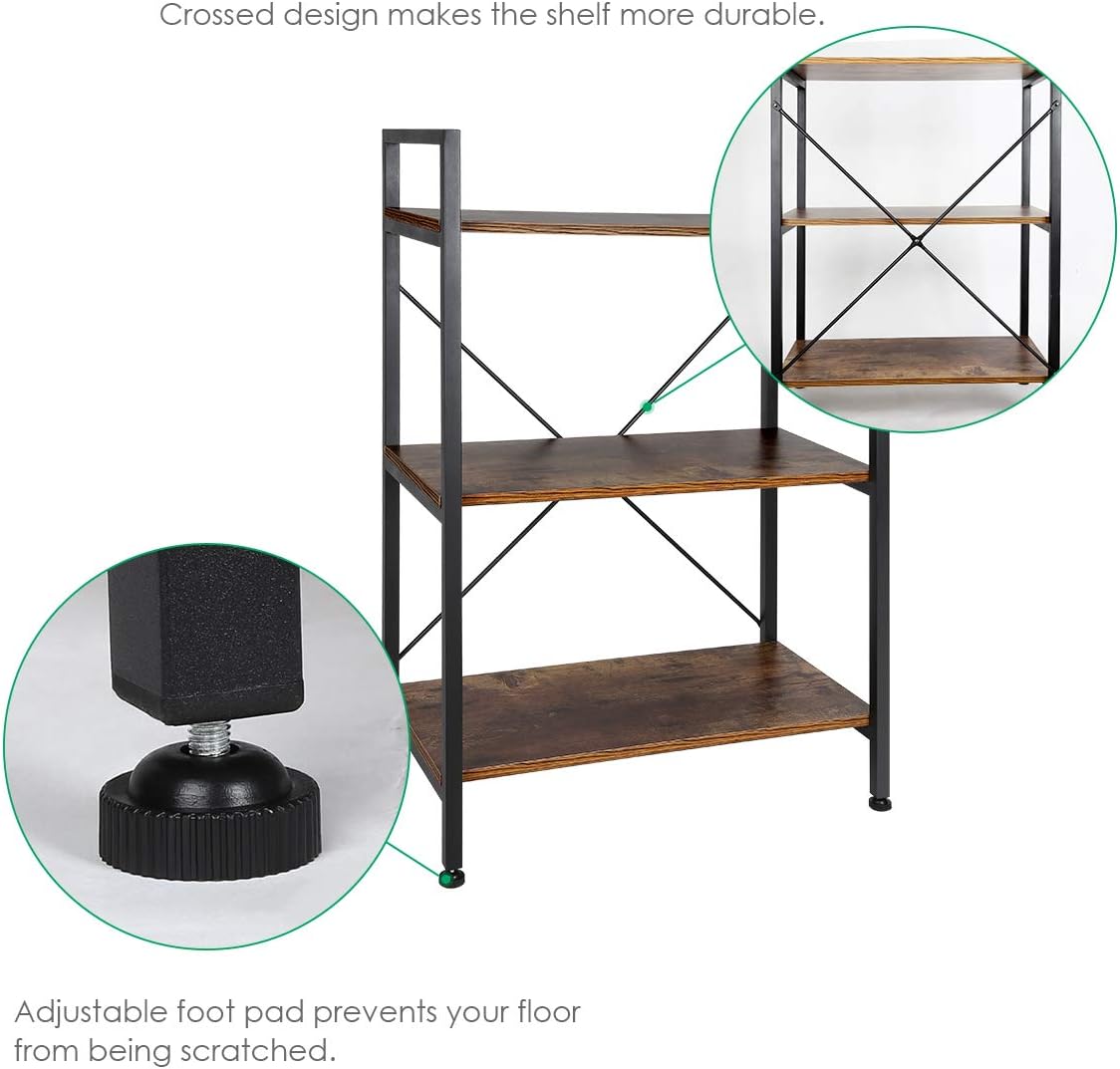 3-Tier Wood and Metal Bookshelf D154453