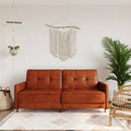 Twin Faux Leather Tufted Back Convertible Sofa J8292