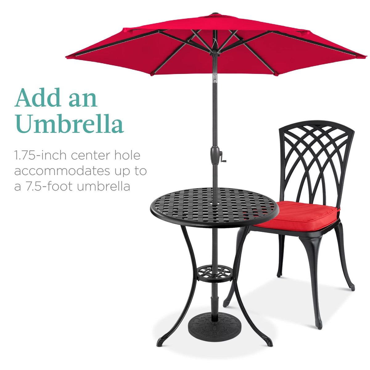 3-Piece Aluminum Patio Bistro Set with Umbrella Hole C343600