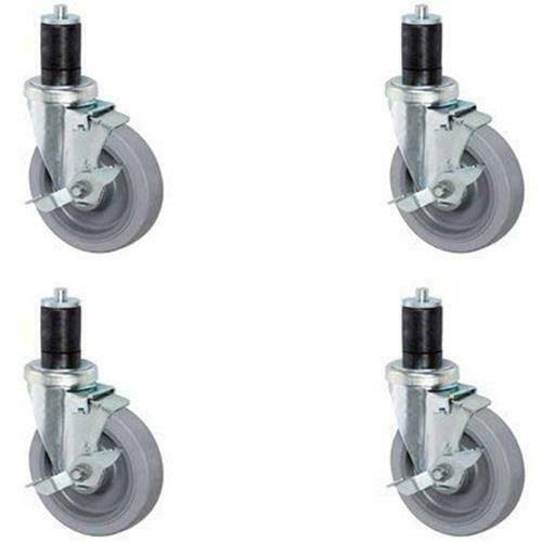 4 inch Gray TPR Caster Wheel Set with Top Lock Brakes F6214