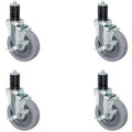 4 inch Gray TPR Caster Wheel Set with Top Lock Brakes F6214