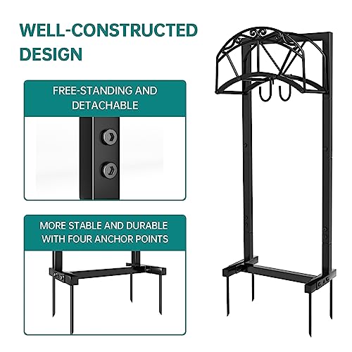 Black Freestanding Metal Hose Holder Holds 150-feet Hose E92600