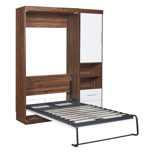 White Wood Murphy Bed with Cabinet B34672