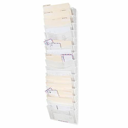 White Steel Wall File Holder Organizer L208360