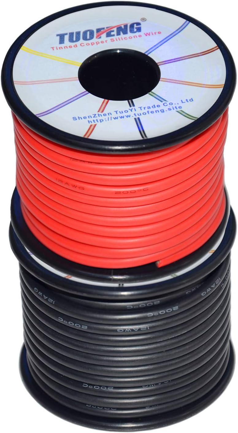12 AWG Silicone Wire 70 feet Tinned Copper Stranded Wire High Temperature Resistance Pack of 2 X416